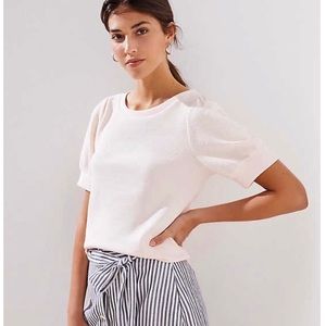 Crepe knit puff sleeve top